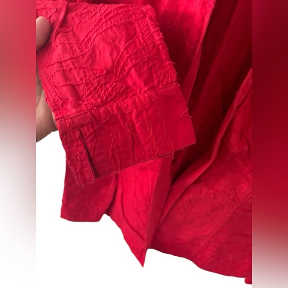 Chico's Red Embroidered Open Front Jacket Size 1 US Size M Cotton - Picture 5 of 6